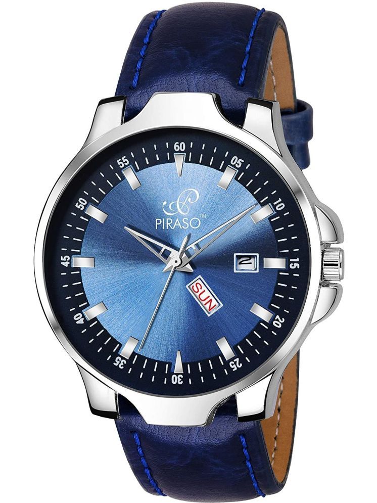     			PIRASO Blue Leather Analog Men's Watch