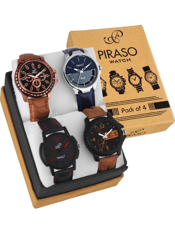     			PIRASO Blue Leather Analog Men's Watch