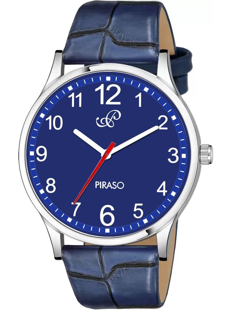     			PIRASO Blue Leather Analog Men's Watch