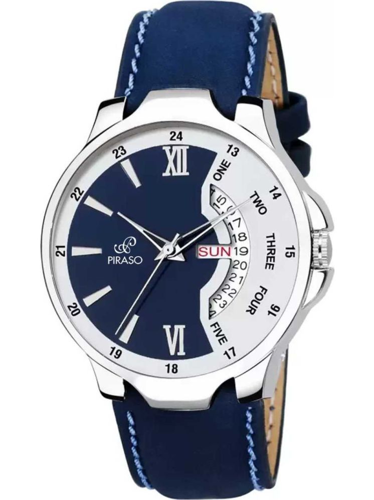     			PIRASO Blue PU Analog Men's Watch