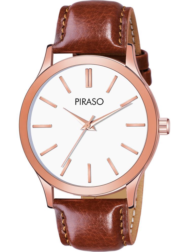     			PIRASO Brown Leather Analog Men's Watch