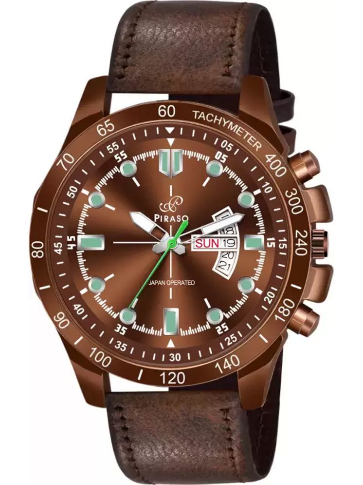     			PIRASO Brown Leather Analog Men's Watch