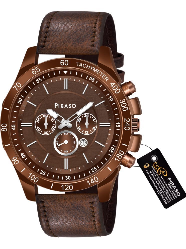     			PIRASO Brown Leather Analog Men's Watch