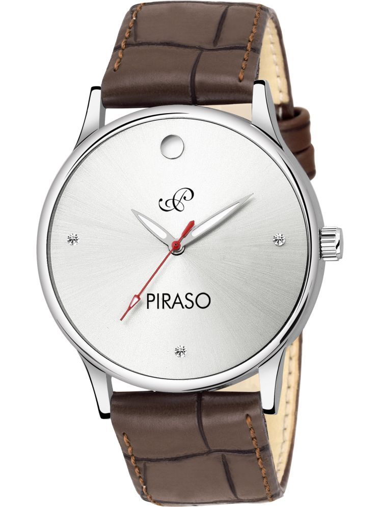     			PIRASO Brown Leather Analog Men's Watch