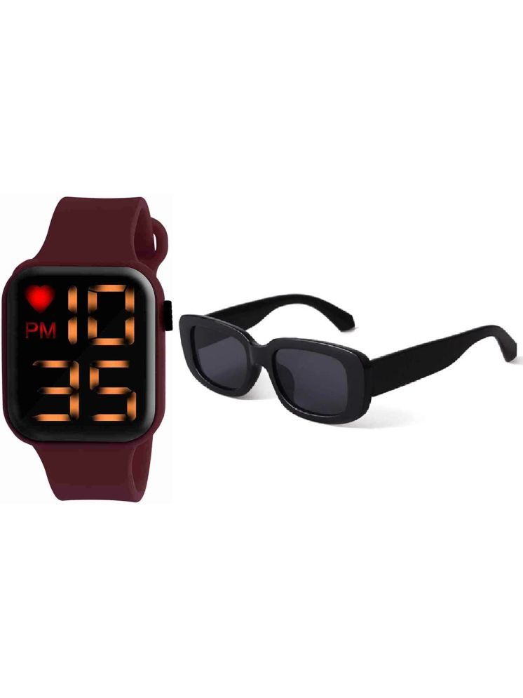     			PIRASO Maroon Silicon Digital Men's Watch