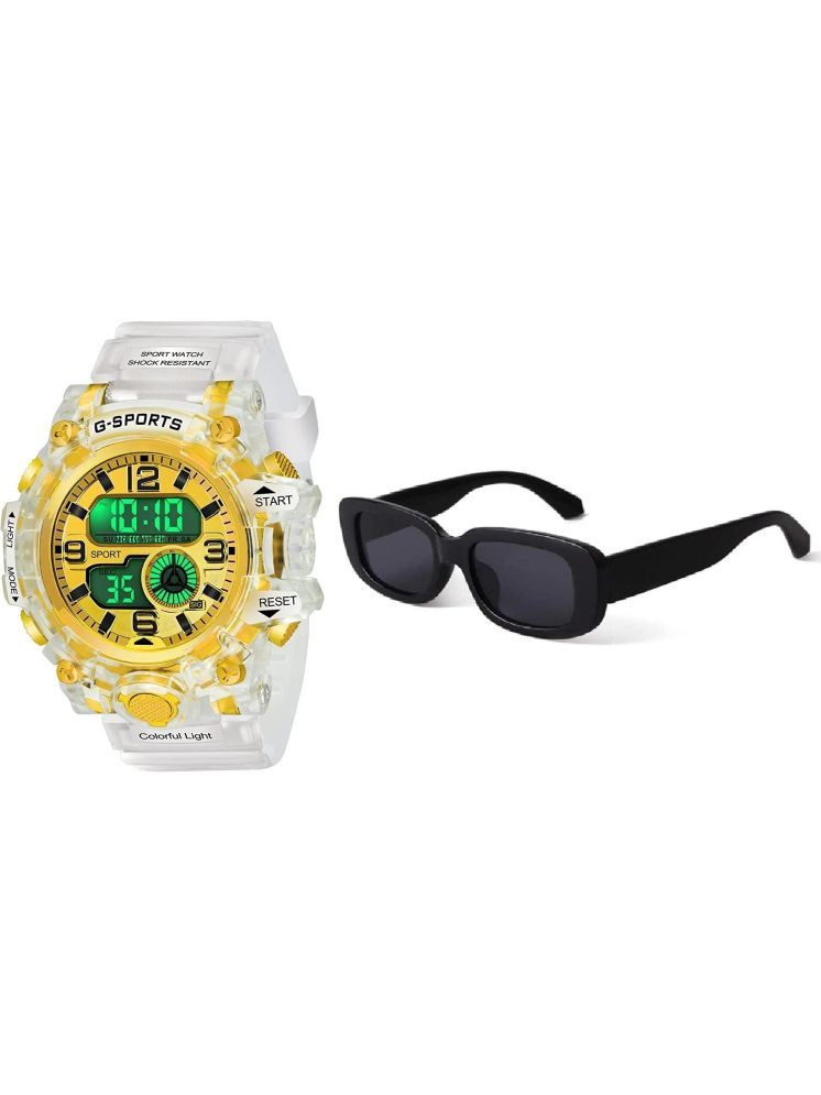     			PIRASO White Silicon Digital Men's Watch