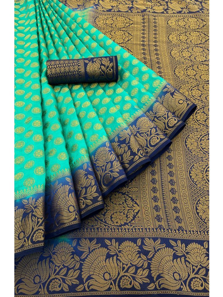     			Prijari Pack of 1 Banarasi Silk Woven Saree With Blouse Piece ( Green )