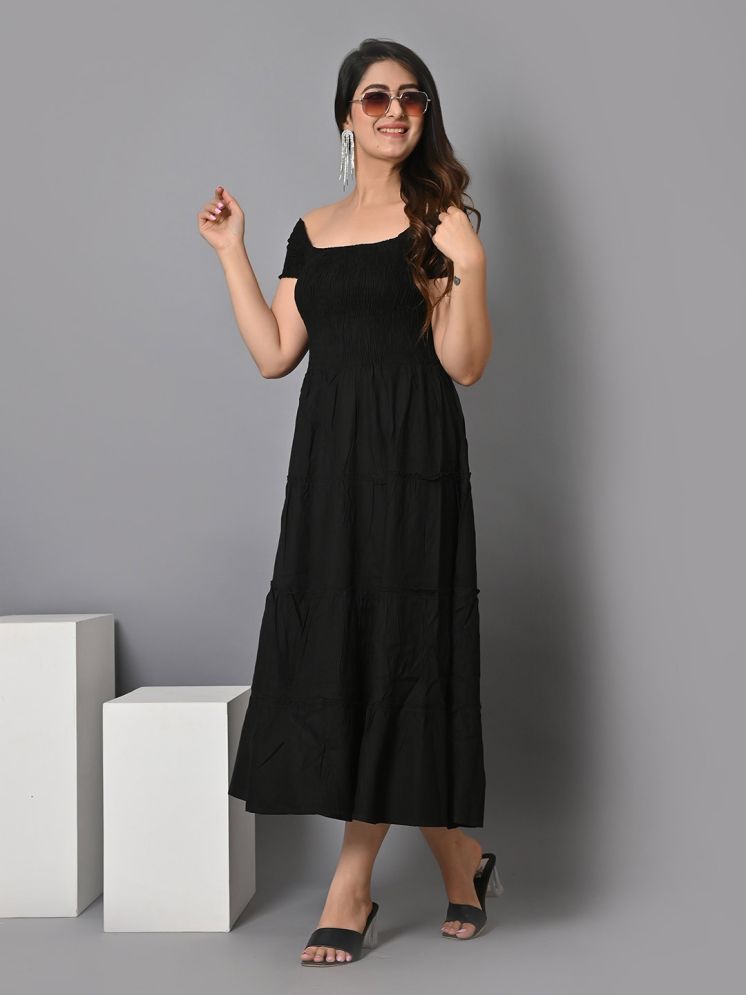     			RAIYANI FASHION Polyester Solid Ankle Length Women's Fit & Flare Dress - Black ( Pack of 1 )