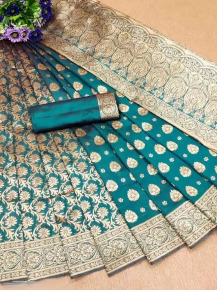     			Saadhvi Pack of 1 Silk Woven Saree With Blouse Piece ( Rama )