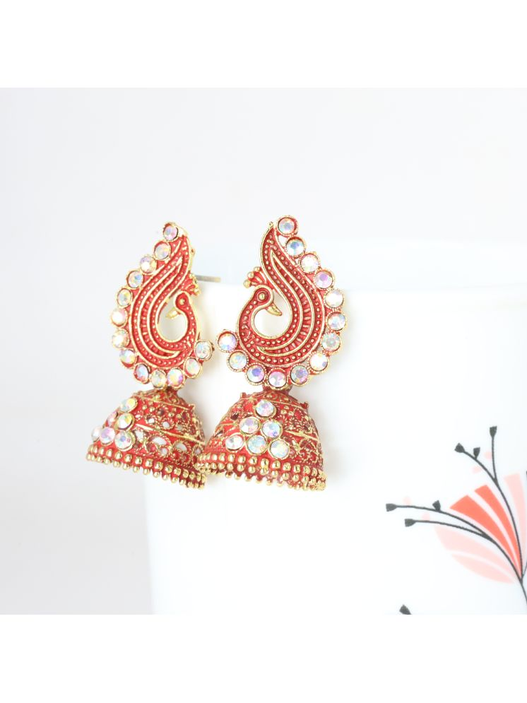     			Unicorn Red Jhumki Earrings ( Pack of 1 )