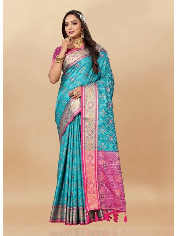     			Varni Fabrics Pack of 1 Silk Woven Saree With Blouse Piece ( Light Blue )