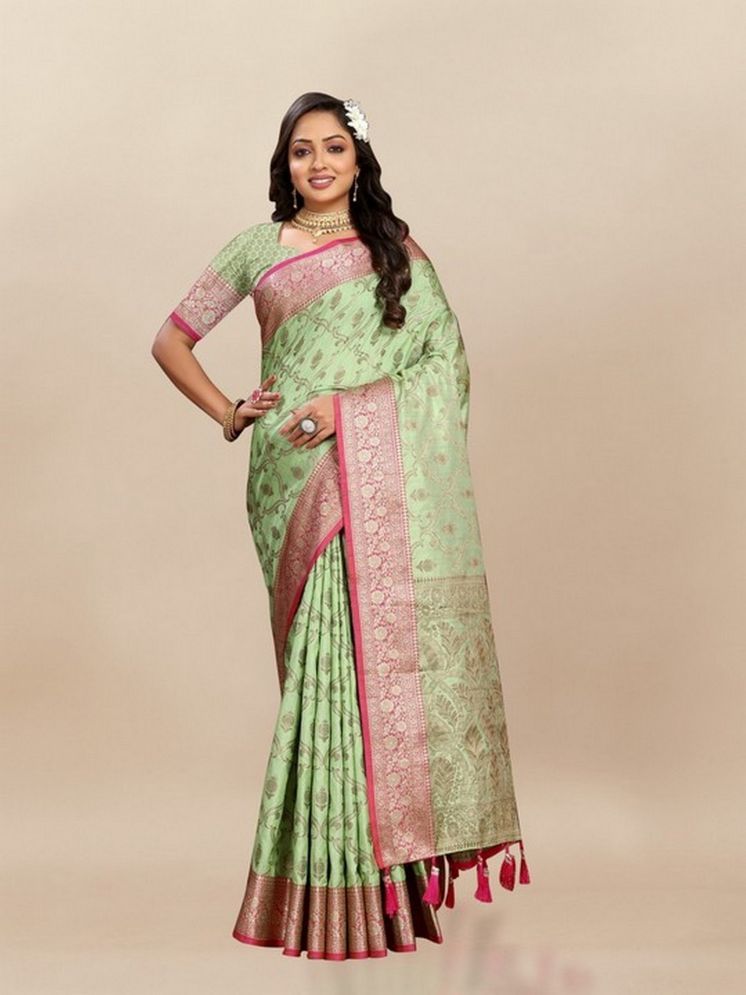     			Varni Fabrics Pack of 1 Silk Woven Saree With Blouse Piece ( Light Green )