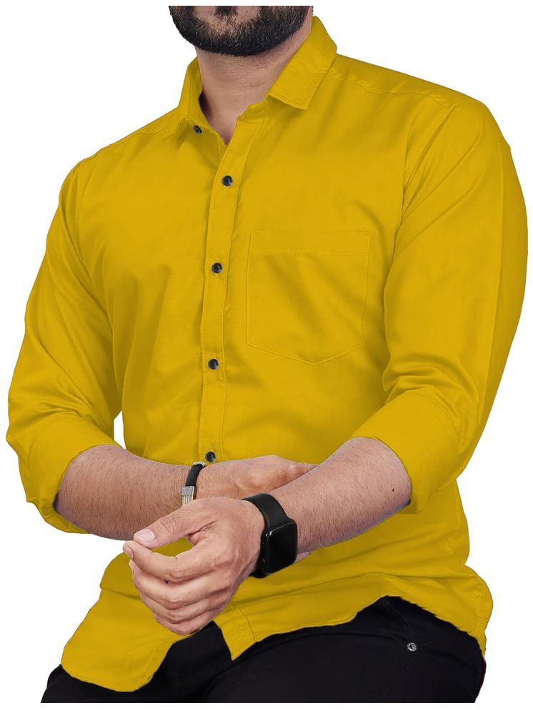     			Vida Loca Cotton Blend Slim Fit Solids Full Sleeves Men's Casual Shirt - Yellow ( Pack of 1 )