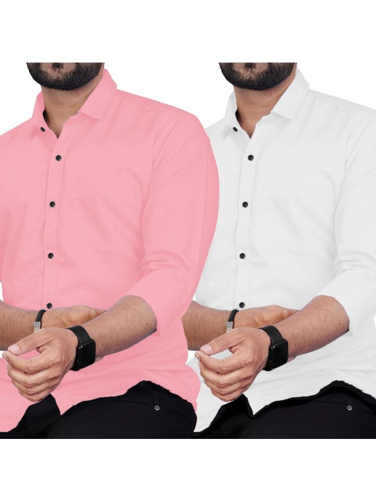     			Vida Loca Cotton Blend Slim Fit Solids Full Sleeves Men's Casual Shirt - Peach ( Pack of 2 )