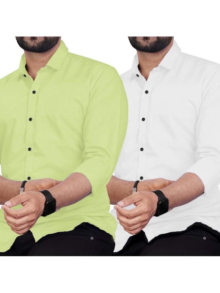     			Vida Loca Cotton Blend Slim Fit Solids Full Sleeves Men's Casual Shirt - Mehandi ( Pack of 2 )