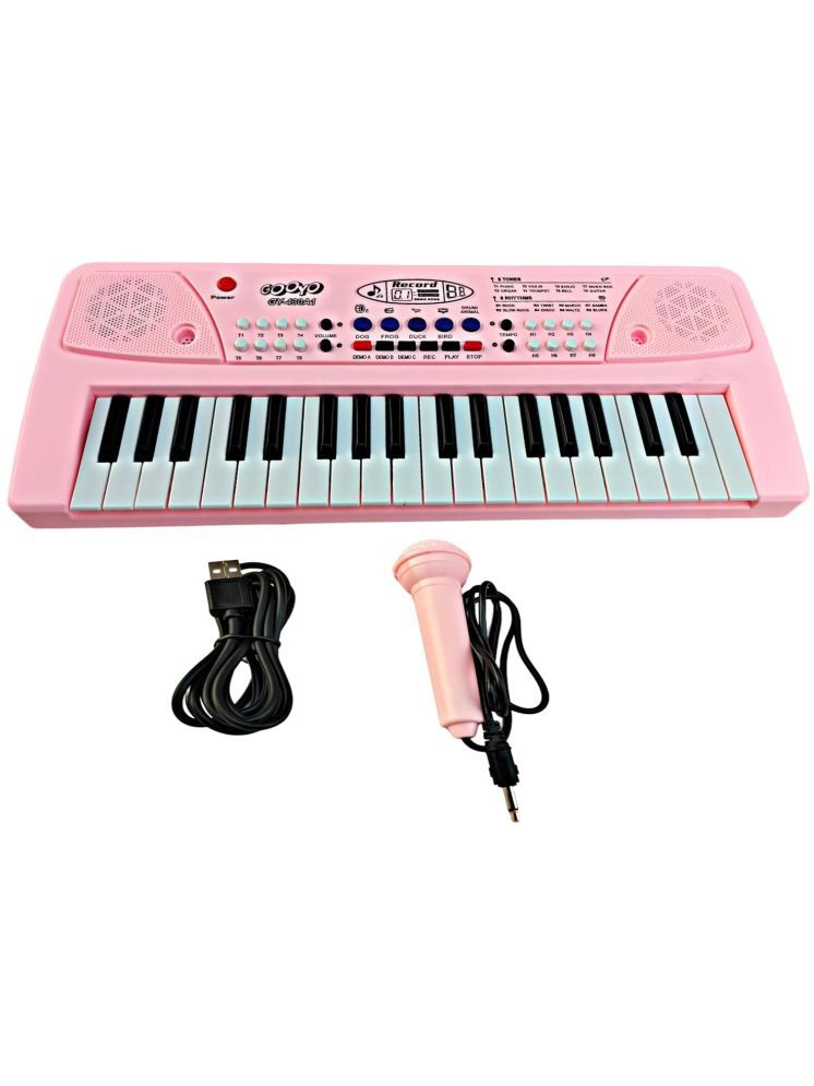     			37 Key Piano Keyboard Toy for Kids with Microphone Educational Musical Toys for 3 4 5 6 Year Old Boys Girls (Pink)