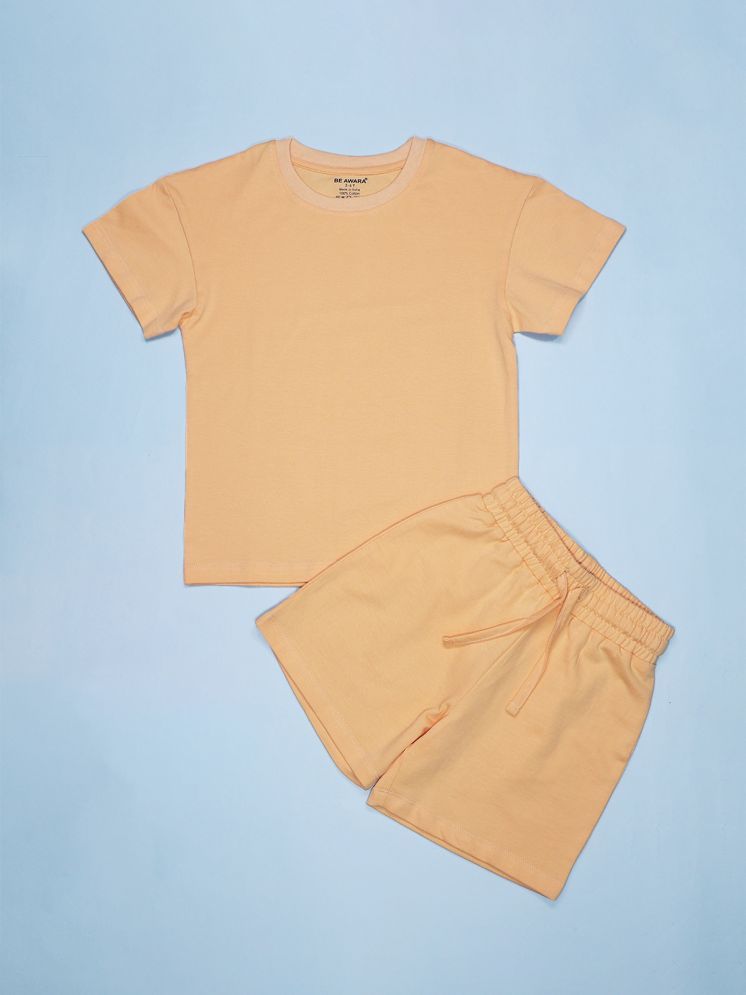     			Be Awara Pack of 1 Baby Boys Cotton T-Shirts & Shorts Set ( Peach )