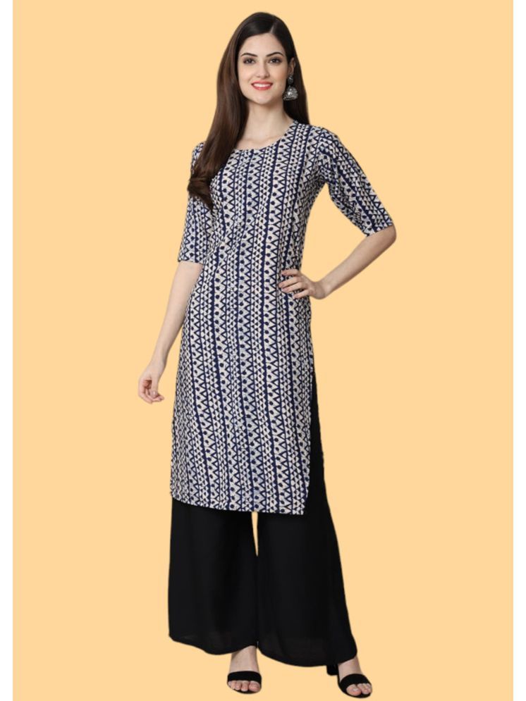     			Dream Beauty Fashion Pack of 1 Crepe Printed A-line Women's Kurti - ( Navy Blue )