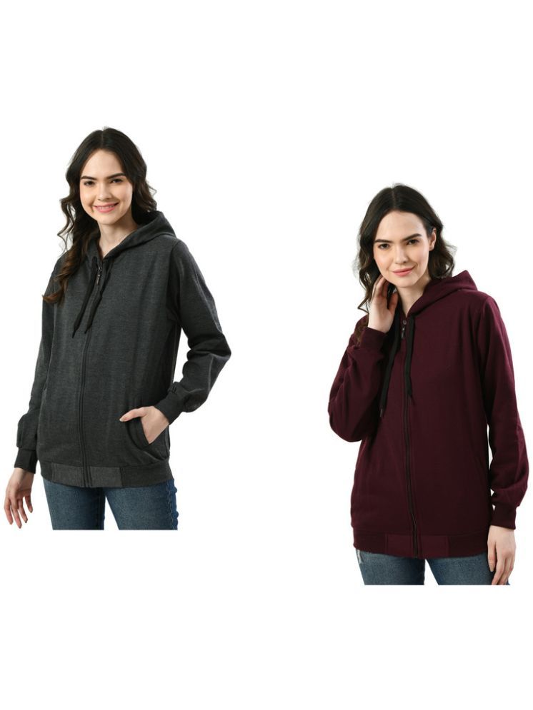     			IndiWeaves - Fleece Multi Color Hooded Jackets Pack of 2