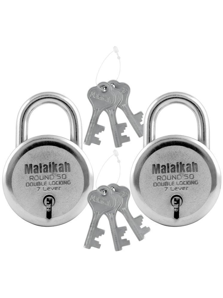     			Malaikah Round 50mm Double Locking 7 Lever Comes With 3 Keys Pack Of 2