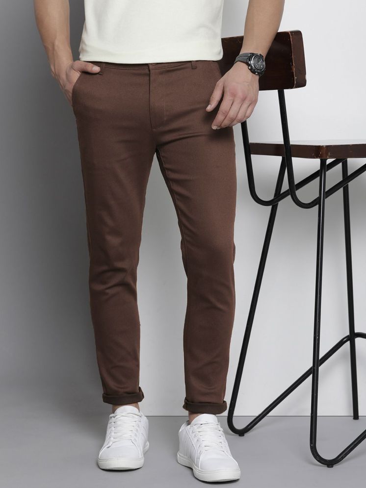     			The Indian Garage Co. Slim Flat Men's Chinos - Brown ( Pack of 1 )