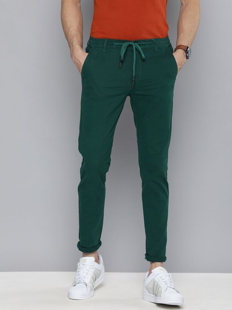     			The Indian Garage Co. Slim Flat Men's Chinos - Green ( Pack of 1 )