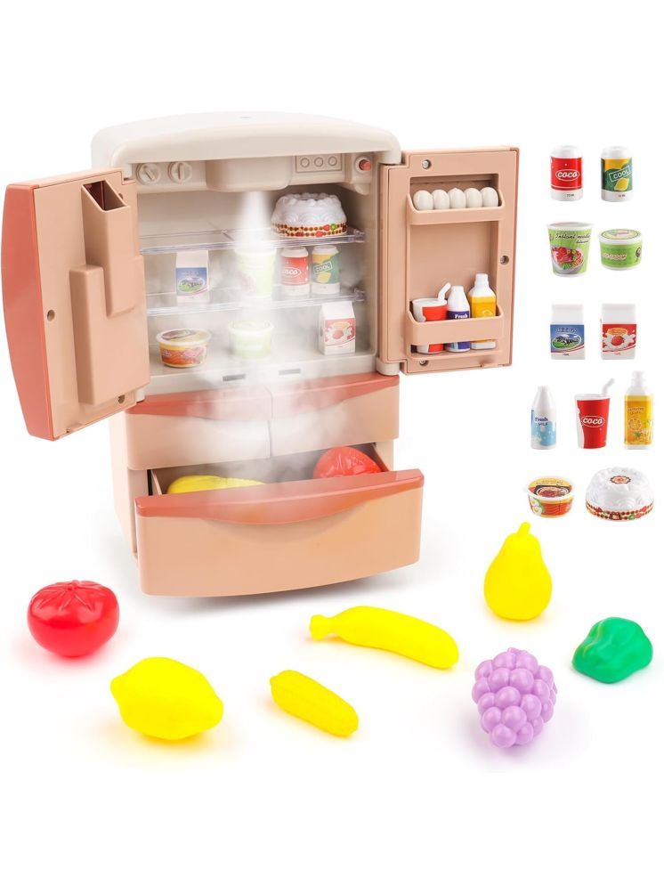     			Toy Refrigerator Fridge with Ice Dispenser for Kids,Kitchen Playset Kitchen Appliances Toys,Great Pretend Play Kitchen Toys Gifts for Kids (Multicolor)