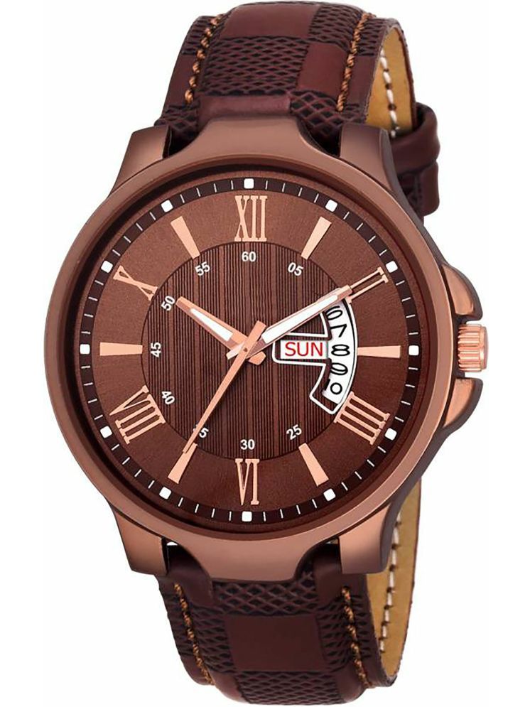     			Trex Brown PU Analog-Digital Men's Watch