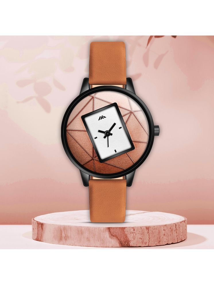     			Trex Brown PU Analog Womens Watch