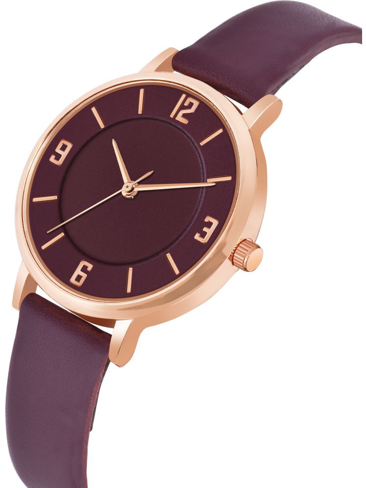     			Trex Maroon PU Analog Womens Watch