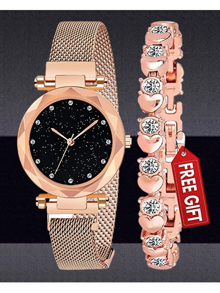     			Trex Rose Gold Fabric Analog Womens Watch