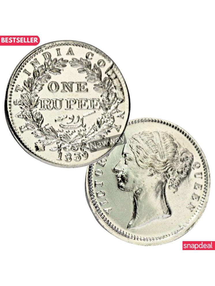     			1 Rupee 1839 Victoria, India Rare Silver-plated Coin