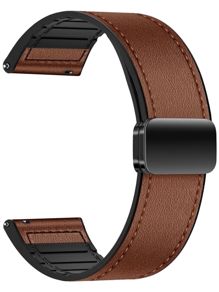     			ACM Watch Strap Leather Magnetic Silicone 20mm compatible with Acwo Fwit Play Smartwatch Belt Luxury Band Brown