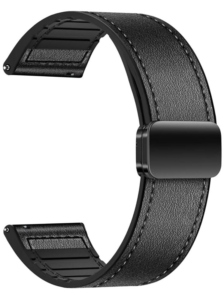     			ACM Watch Strap Leather Magnetic Silicone 22mm compatible with Timex Iconnect Go Plus Smartwatch Belt Luxury Band Black