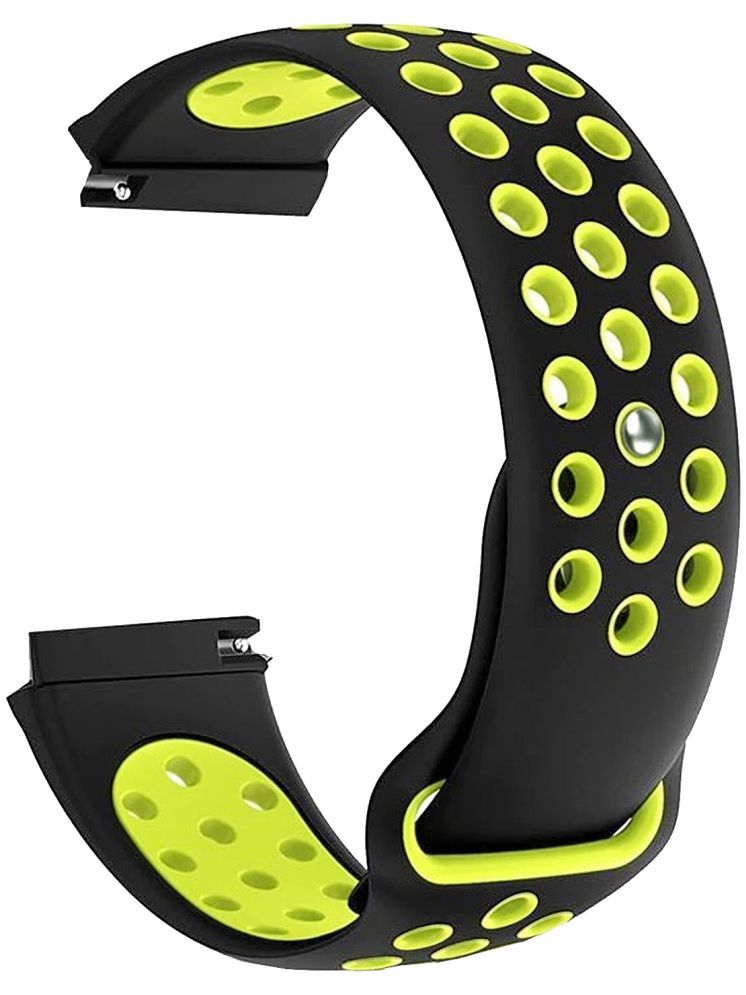     			ACM Watch Strap Silicone Belt 22mm compatible with Timex Calling Ace Smartwatch Sports Dot Band Black with Neon Green