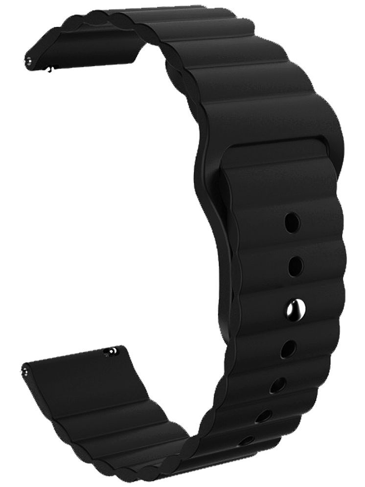     			ACM Watch Strap Wave Design Silicone Belt 22mm compatible with Timex Calling Ace Smartwatch Sports Band Black