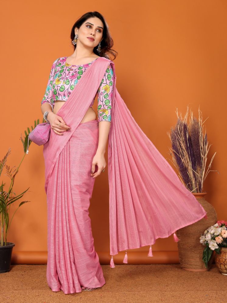     			DIKONA DESIGNER Pack of 1 Chiffon Solid Saree With Blouse Piece ( Pink )