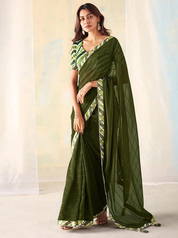     			DIKONA DESIGNER Pack of 1 Chiffon Printed Saree With Blouse Piece ( Green )