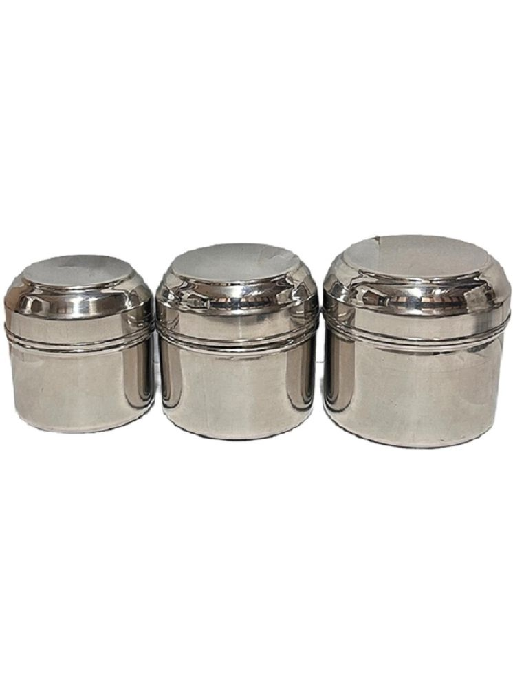     			Dynore 3 Pcs Bullet Dabba Steel Silver Utility Container ( Set of 3 )