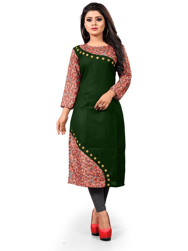     			HF Holyday Fashion Pack of 1 Cotton Printed Straight Women's Kurti - ( Green )