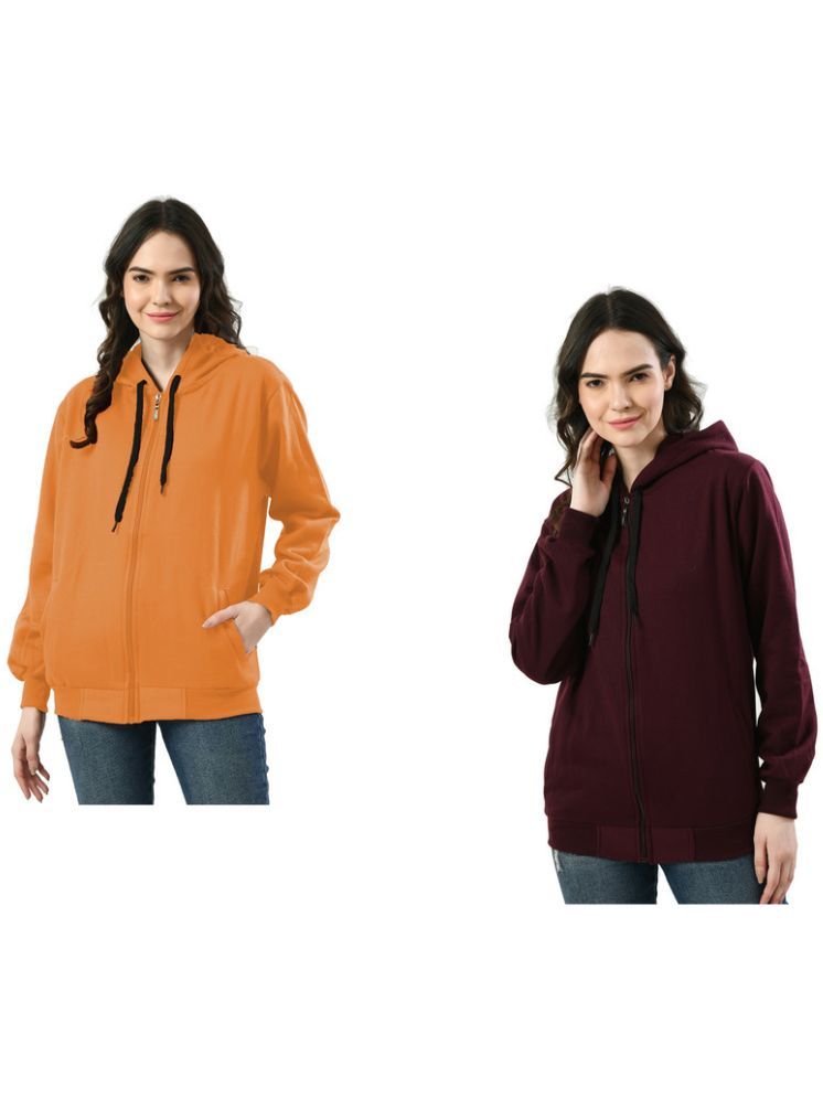     			IndiWeaves - Fleece Multi Color Hooded Jackets Pack of 2