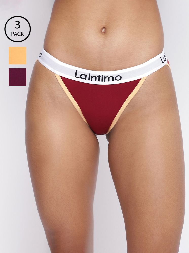     			La Intimo Pack of 3 Cotton Lycra Briefs For Women ( Multicolor10 )