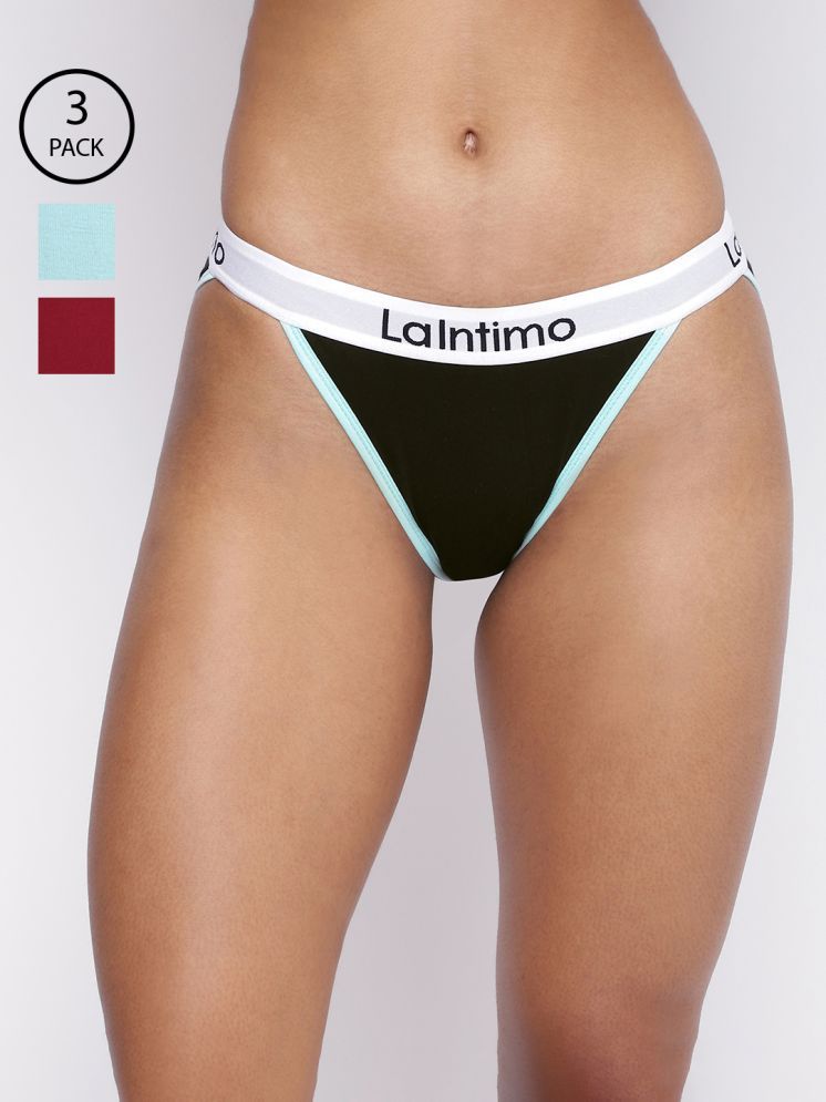     			La Intimo Pack of 3 Cotton Lycra Briefs For Women ( Multicolor8 )