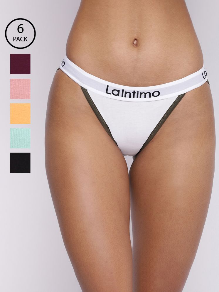     			La Intimo Pack of 6 Cotton Lycra Briefs For Women ( Multicolor14 )