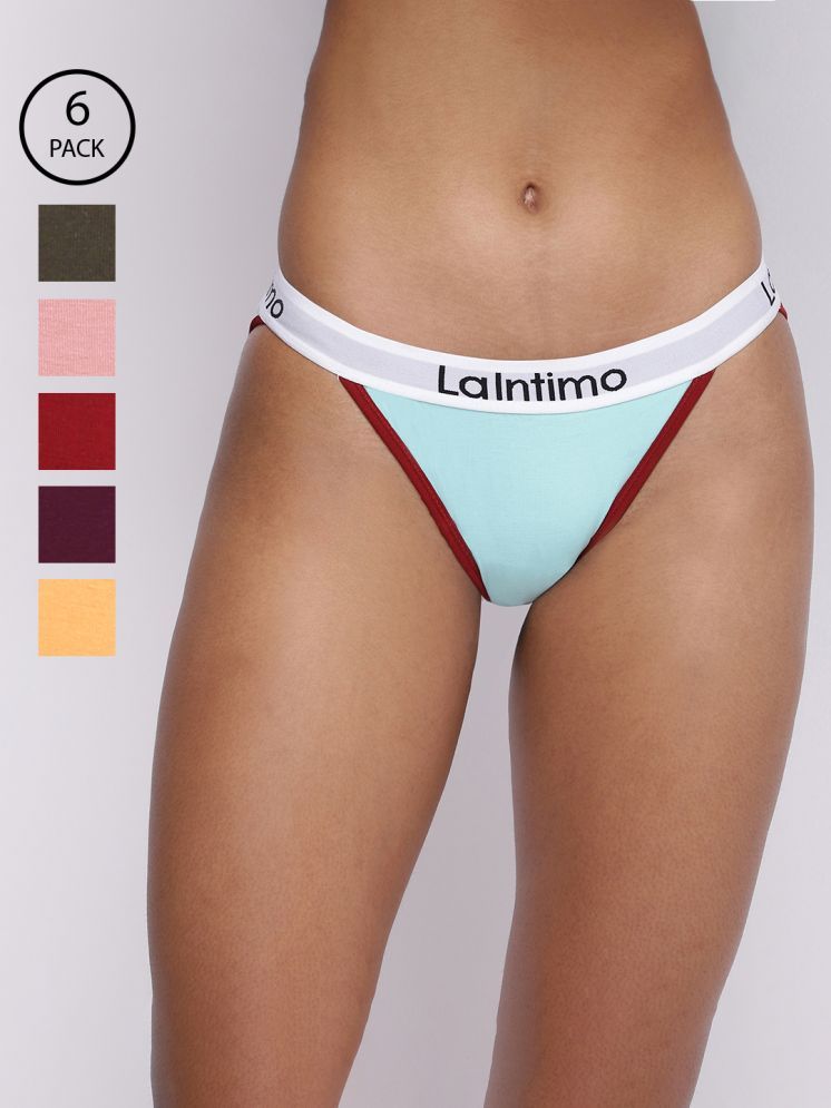     			La Intimo Pack of 6 Cotton Lycra Briefs For Women ( Multicolor11 )