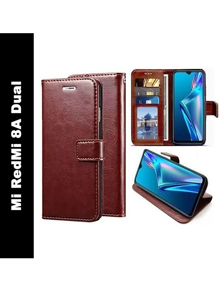     			Masque Brown Flip Cover Artificial Leather Compatible For Xiaomi Redmi 8A Dual ( Pack of 1 )