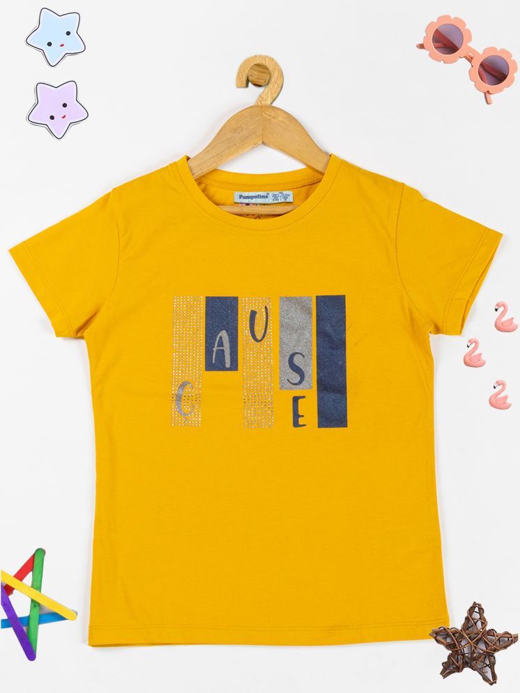     			PAMPOLINA Pack of 1 Girls Cotton T-Shirt ( Mustard )