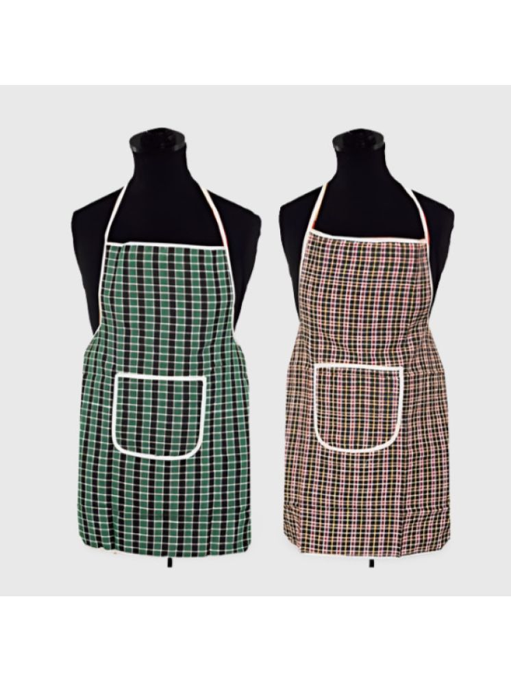     			Sanraksshan Cotton Checks Kitchen Apron with 1 Center Pocket ( Pack of 2 )