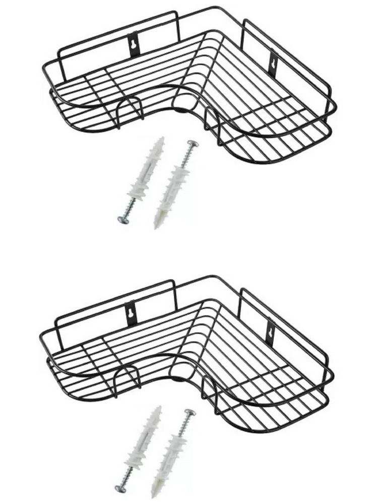     			TINUMS Black Metal Storage Racks ( Pack of 2 )