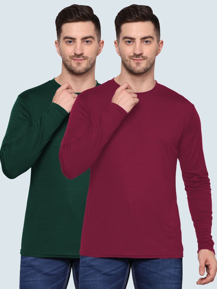     			TQH Polyester Regular Fit Solid Full Sleeves Men's Round T-Shirt - Multicolor3 ( Pack of 2 )